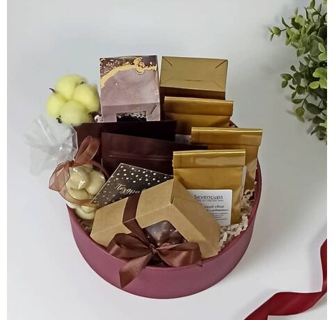 Подарочный набор чая и кофе в шляпной коробке, изображение 2